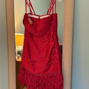 Red Fringe Cocktail Dress